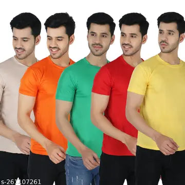 Stylish Men's T-Shirts - Pack of 5 (Assorted Colors)