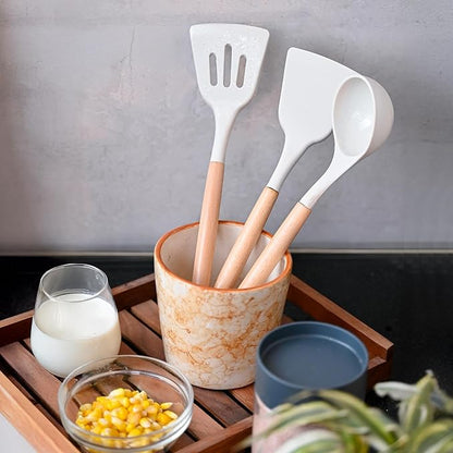 Silicone Spatula Set Non-Stick Spatulas With Wooden Handle (PACK OF 3)