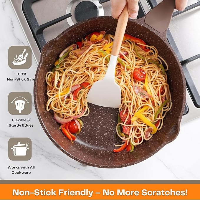 Silicone Spatula Set Non-Stick Spatulas With Wooden Handle (PACK OF 3)