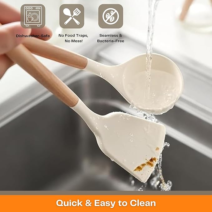 Silicone Spatula Set Non-Stick Spatulas With Wooden Handle (PACK OF 3)