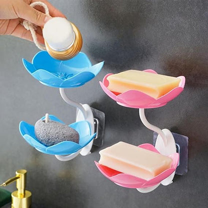 Drain Wall Mounted Double Layer Soap Tray (Random color)
