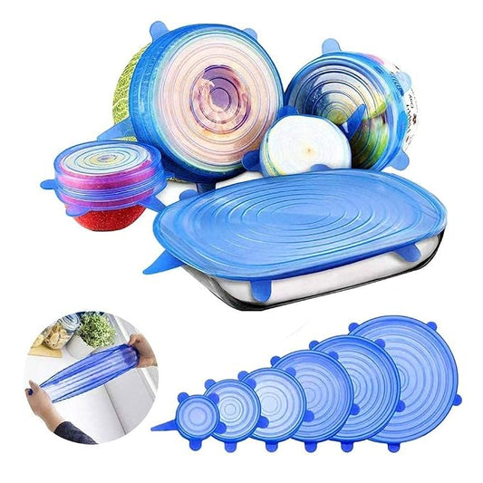 Flexible Silicone Food Cover Lids – Pack of 6