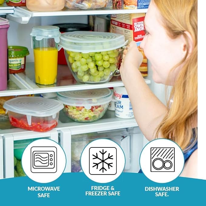 Flexible Silicone Food Cover Lids – Pack of 6