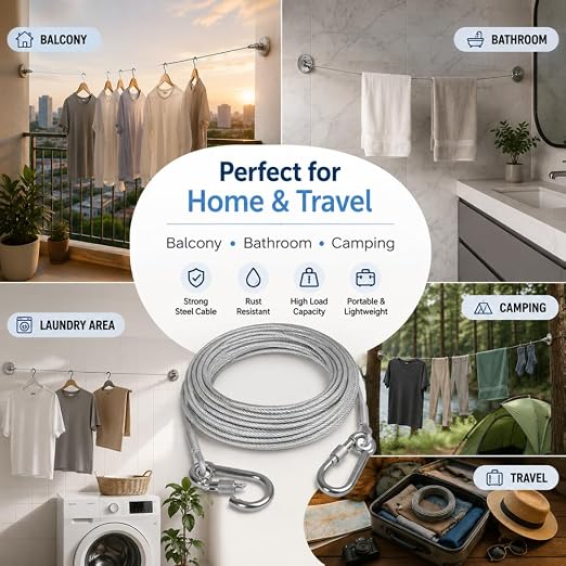 5 Meter Clothesline with Hooks