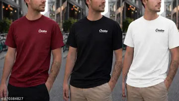 Cotton Men's T-Shirts - Pack of 3 (Assorted Colors)