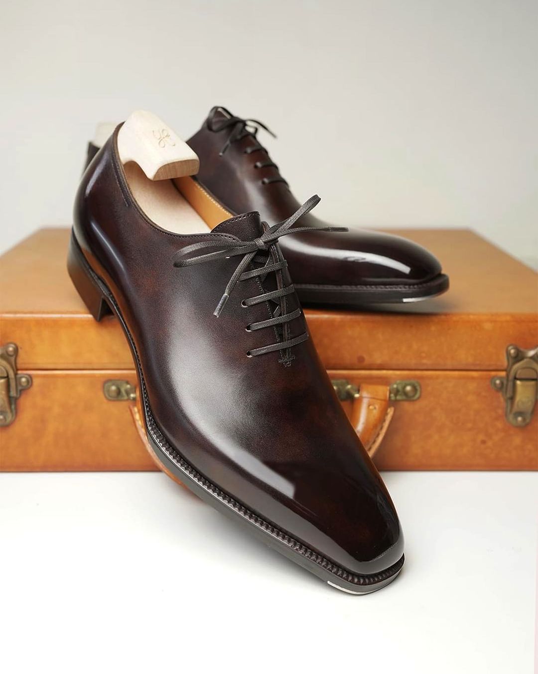 Brown Leather Lorcin Whole Cut Oxfords - Work Edition - ITALIAN AW26