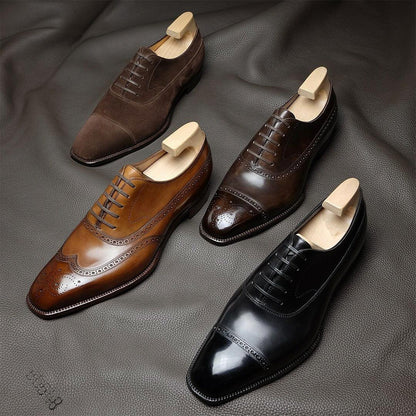 Tan Leather Cedarain Brogue Wingtip Oxfords - Work Edition ITALIAN AW26