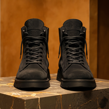 Black Suede Leather Elvio Combat Boot