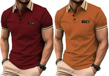 Men's Polo T-Shirts Pack Of 2 (Assorted Colors)