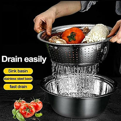 Stainless Steel Kitchen Drain Basket Set 3 in 1