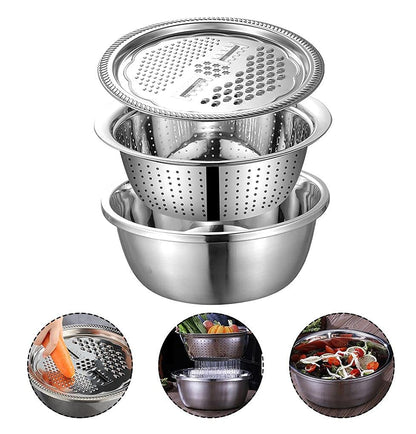 Stainless Steel Kitchen Drain Basket Set 3 in 1