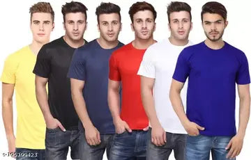 Designer Men's T-Shirts - Pack of 6 (Assorted Colors)