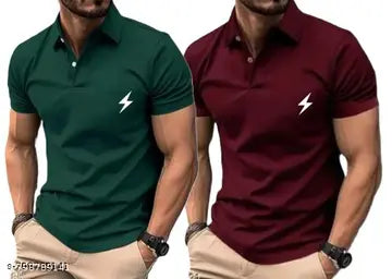 Cotton Men's Polo T-Shirts - Pack of 2 (Assorted Colors)
