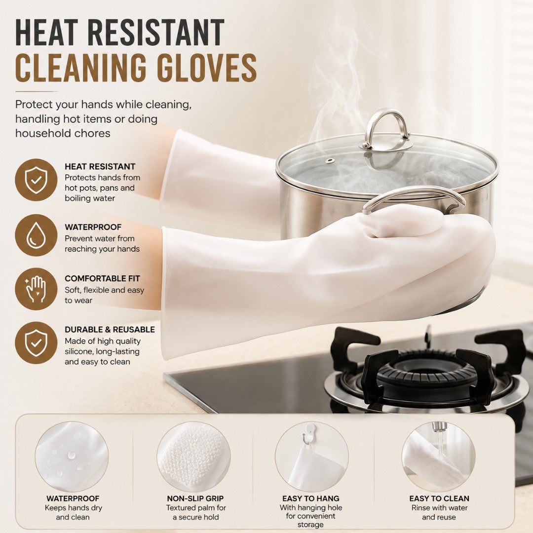 Silicone Dishwashing Glove Pair( random color)