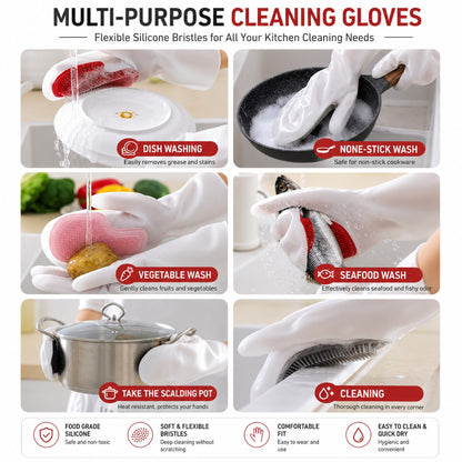 Silicone Dishwashing Glove Pair( random color)