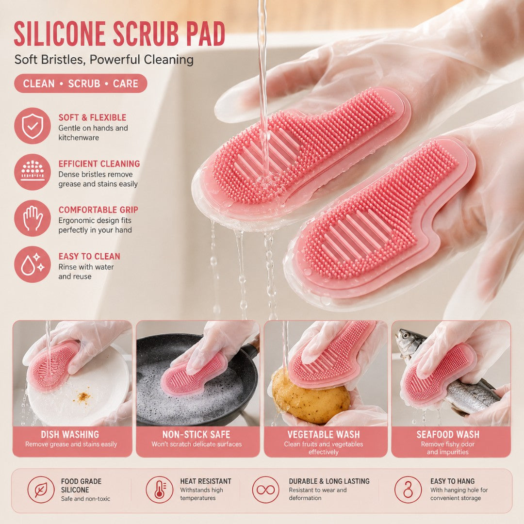 Silicone Dishwashing Glove Pair( random color)