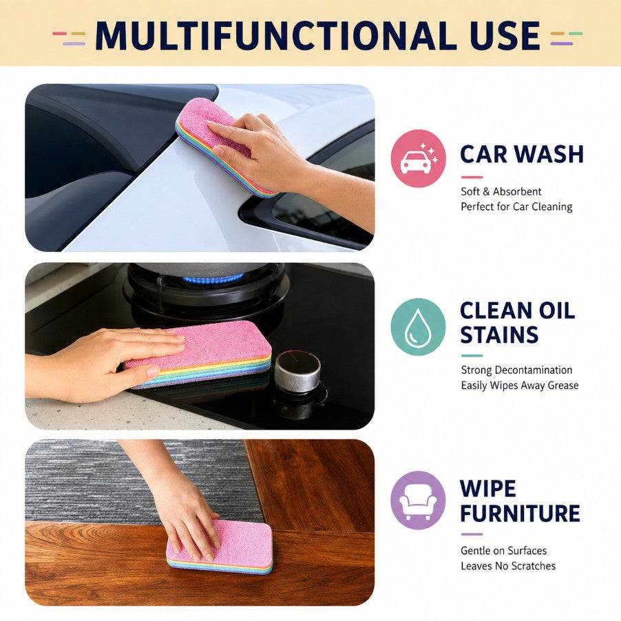 Rainbow Microfiber Dish Cleaning Sponges (12 Pieces)