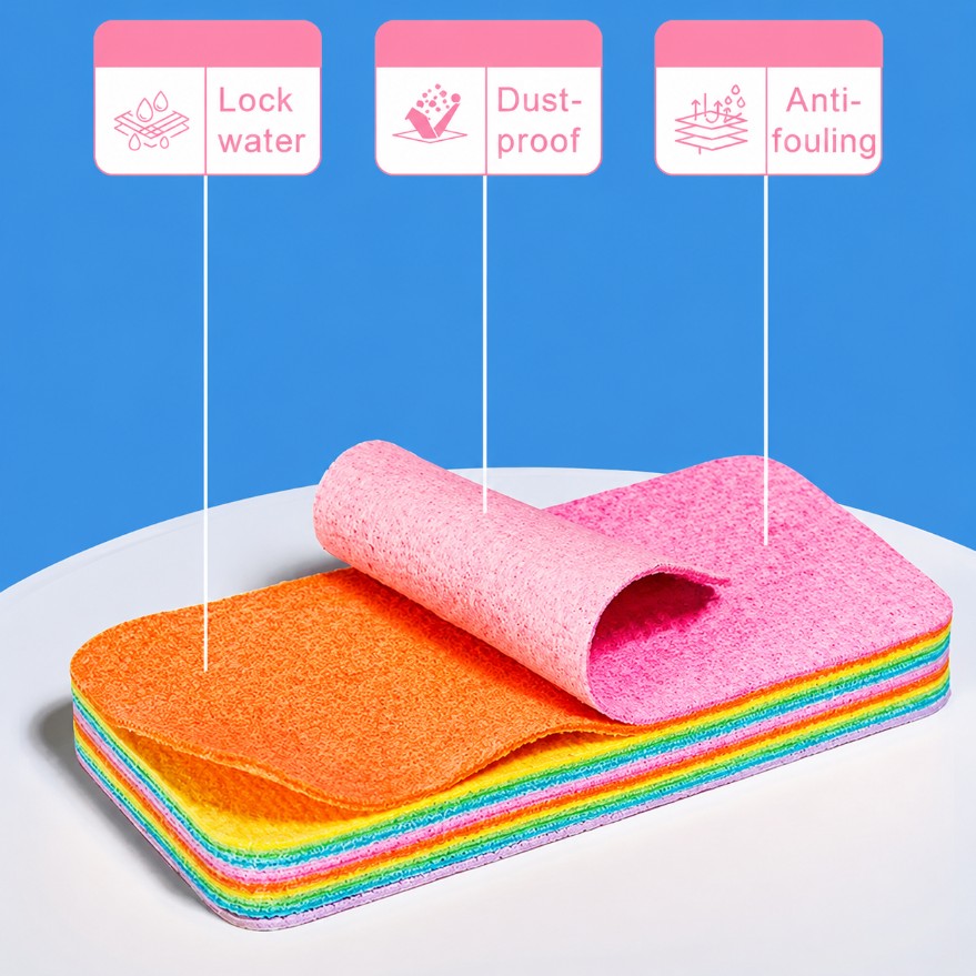 Rainbow Microfiber Dish Cleaning Sponges (12 Pieces)