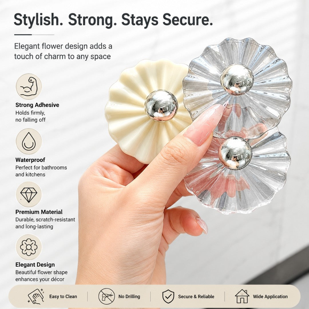 Petal Shaped Adhesive Wall Hooks (5Pcs)