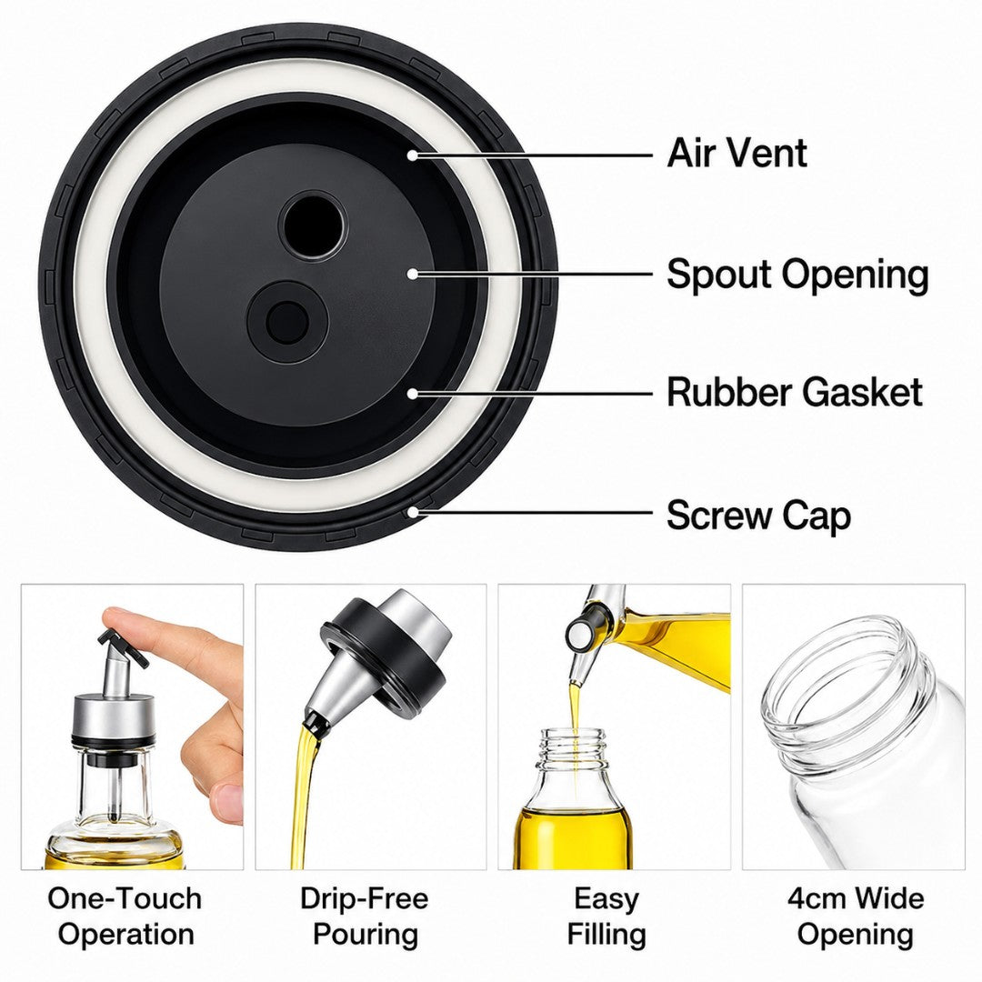 Spill-Proof Transparent Cooking Oil bottle (Buy 1 Get 1 Free)