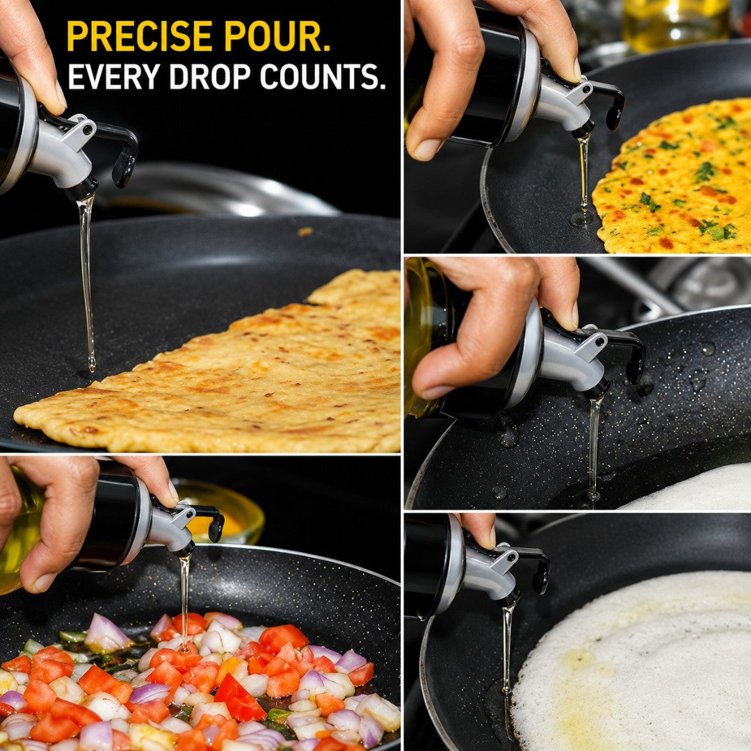 Spill-Proof Transparent Cooking Oil bottle (Buy 1 Get 1 Free)