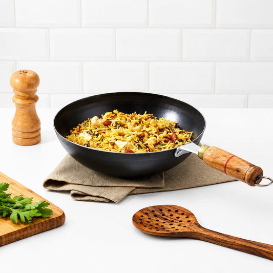 Steel Iron Wok with Strong Handle Kadai
