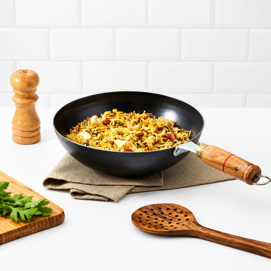 Steel Iron Wok with Strong Handle kadai