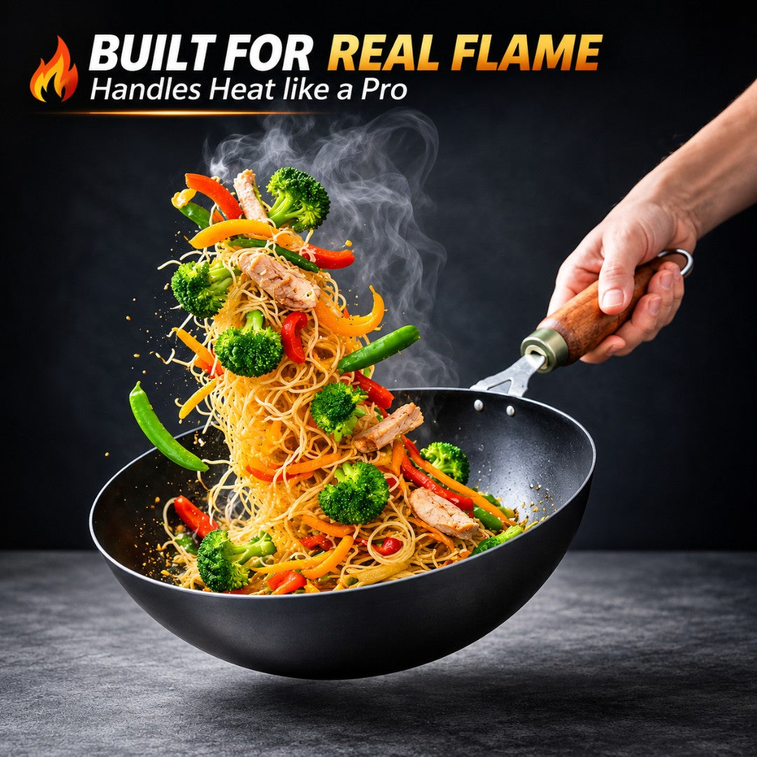 Steel Iron Wok with Strong Handle Kadai