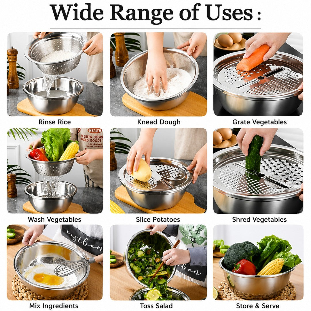 Stainless Steel Kitchen Drain Basket Set 3 in 1