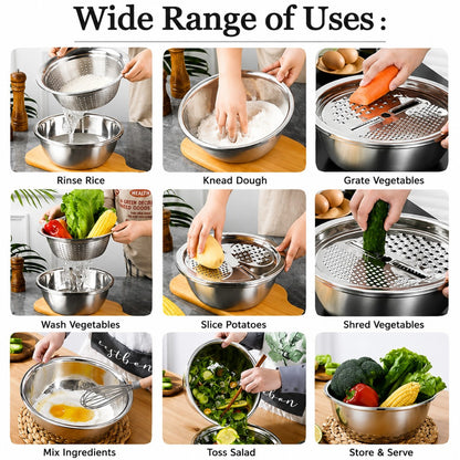 Stainless Steel Kitchen Drain Basket Set 3 in 1