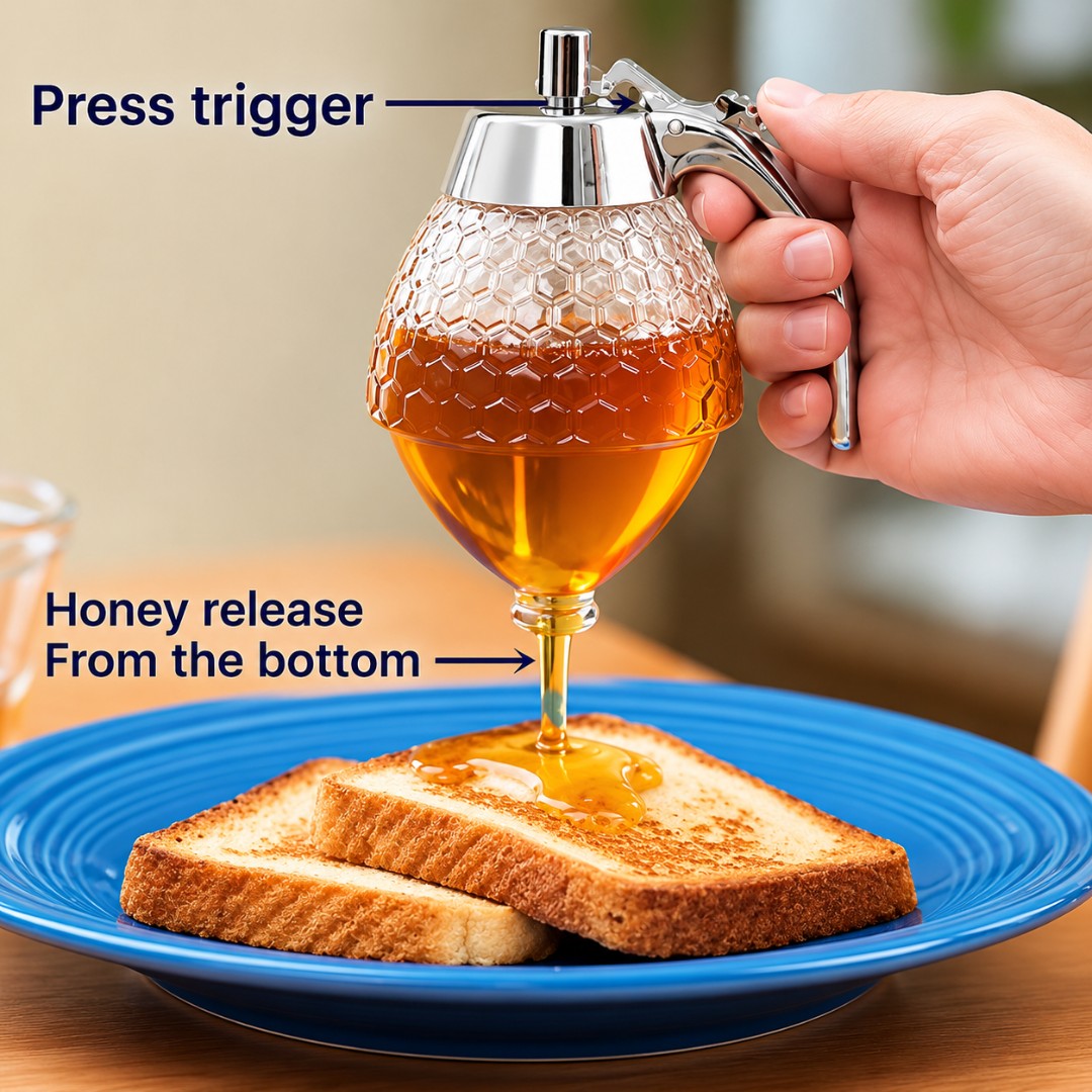 Honey Dispenser - Maple Syrup Dispenser Glass - Glass Honey Pot
