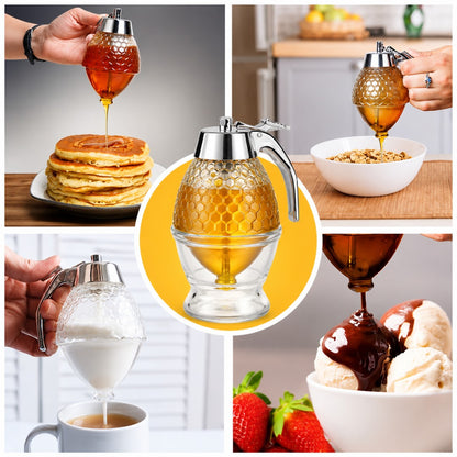 Honey Dispenser - Maple Syrup Dispenser Glass - Glass Honey Pot