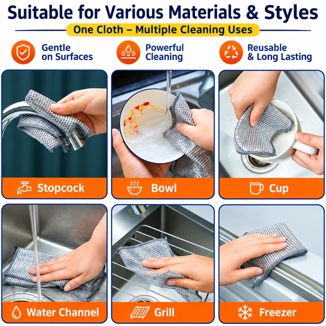 Multifunctional Non-scratch Wire Dishcloth - Pack of 5