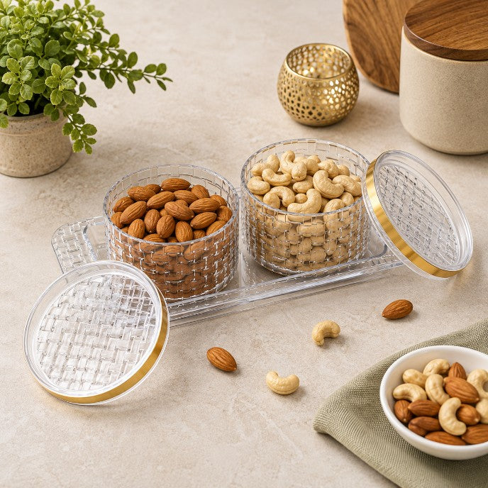 Airtight Dry Fruit Containers with Lid & Serving Tray