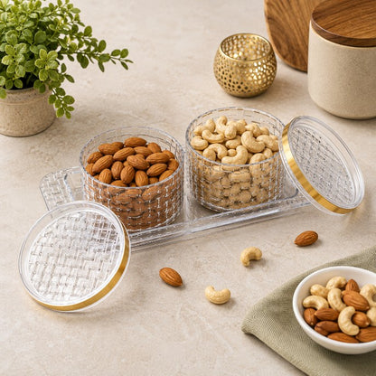Airtight Dry Fruit Containers with Lid & Serving Tray
