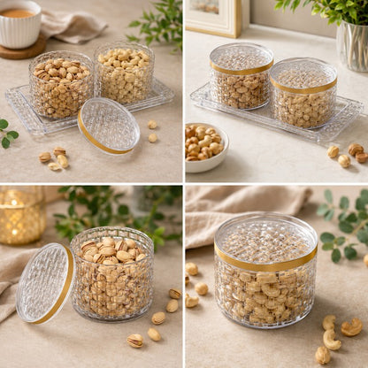 Airtight Dry Fruit Containers with Lid & Serving Tray