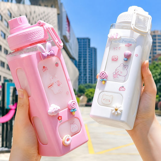 700ml Kawaii Water Bottle with Straw – Assorted Colors