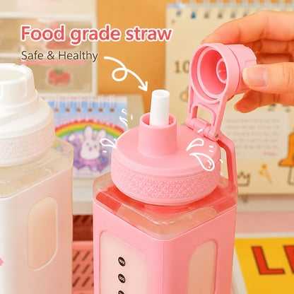 700ml Kawaii Water Bottle with Straw – Assorted Colors