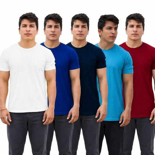 Men's T-Shirts- Pack of 5 (Assorted Colors)