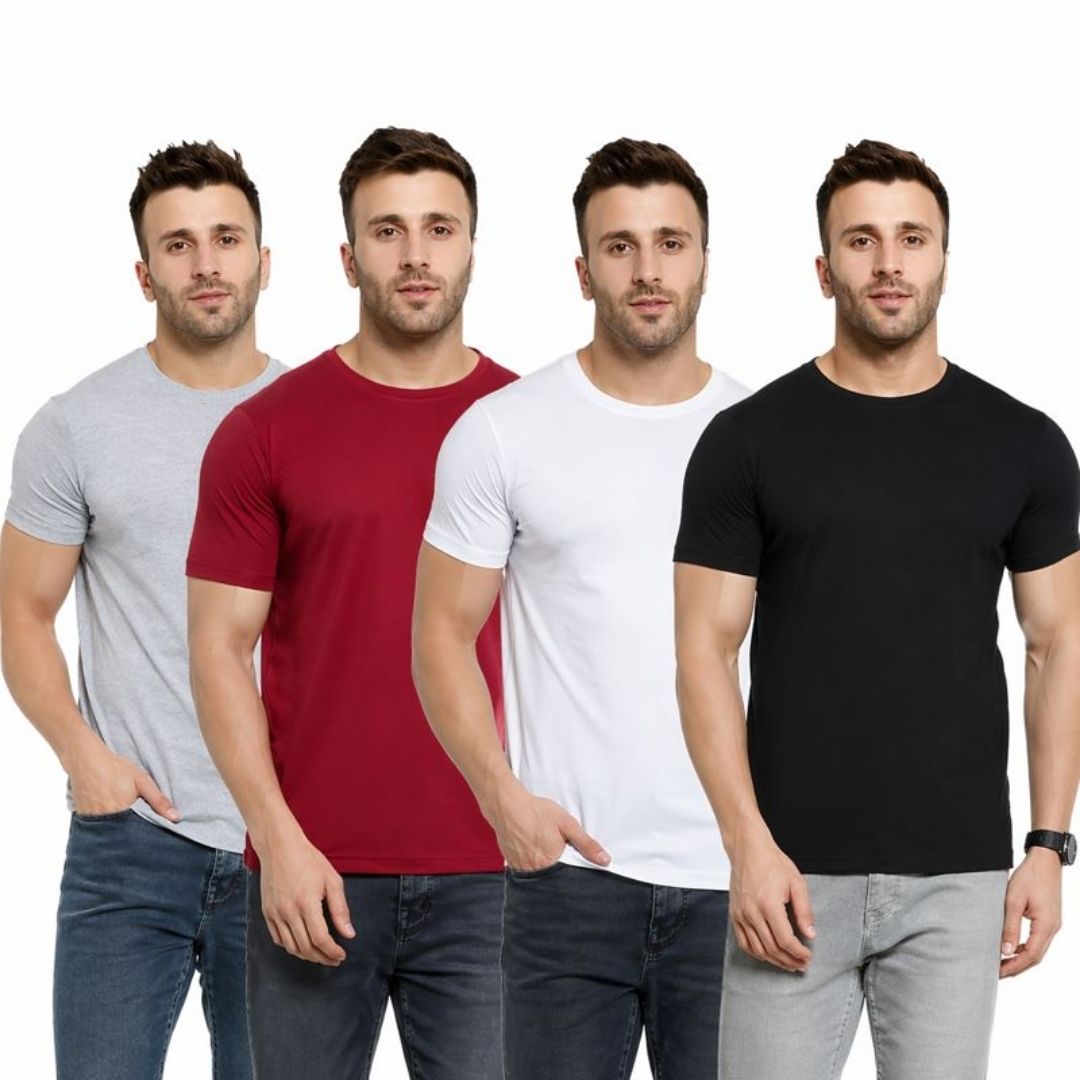 Fashionable Men's T-Shirts -Pack of 4 (Assorted Colors)