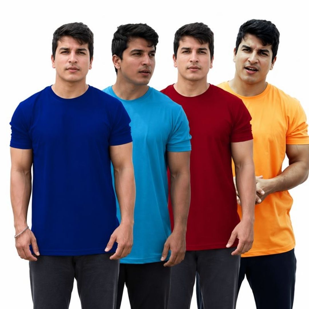 Stylish Men's T-Shirts - Pack of 4 (Assorted Colors)