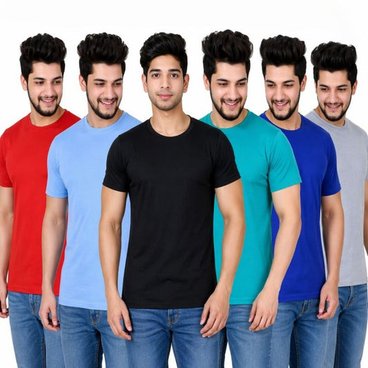 Designer Men's T-Shirts - Pack of 6 (Assorted Colors)