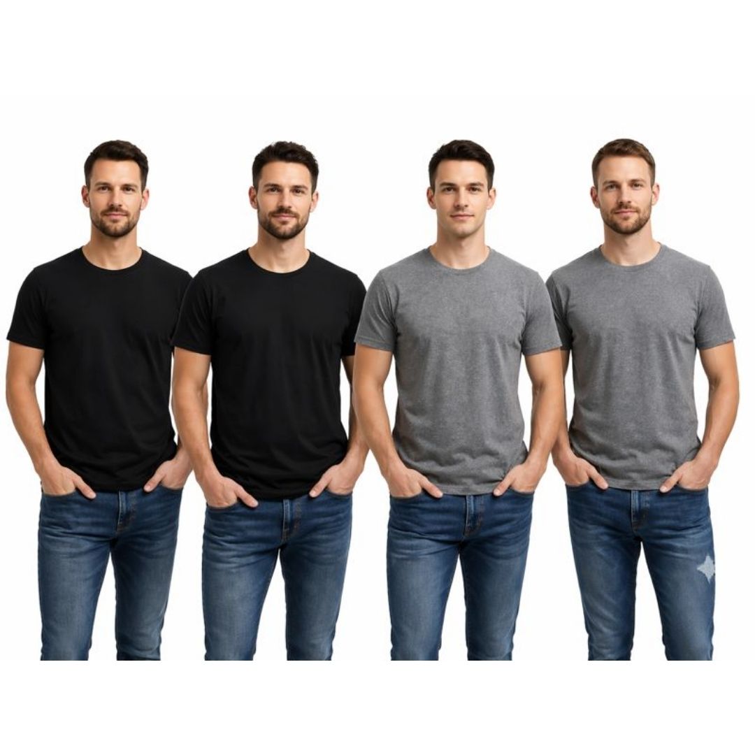 Cotton Stylish Men's T-Shirts - Pack of 2 (Assorted Colors)