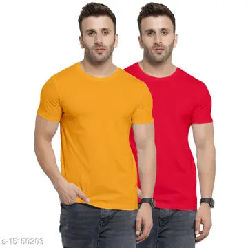 Cotton Stylish Men's T-Shirts - Pack of 2 (Assorted Colors)