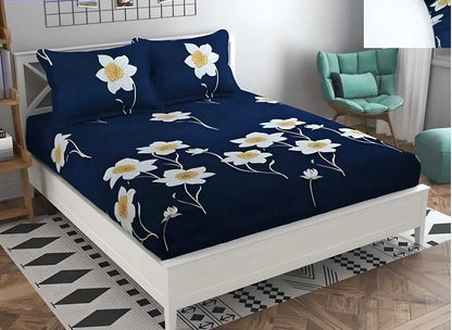 Glace Cotton Elastic Fitted Double Bed Sheet