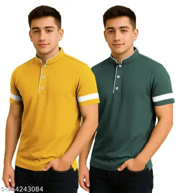 Cotton Blend Men's T-Shirts - Pack of 2 (Assorted Colors)