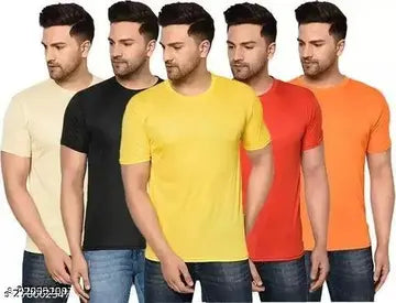 Cotton Stylish Men's T-Shirts - Pack of 5 (Assorted Colors)