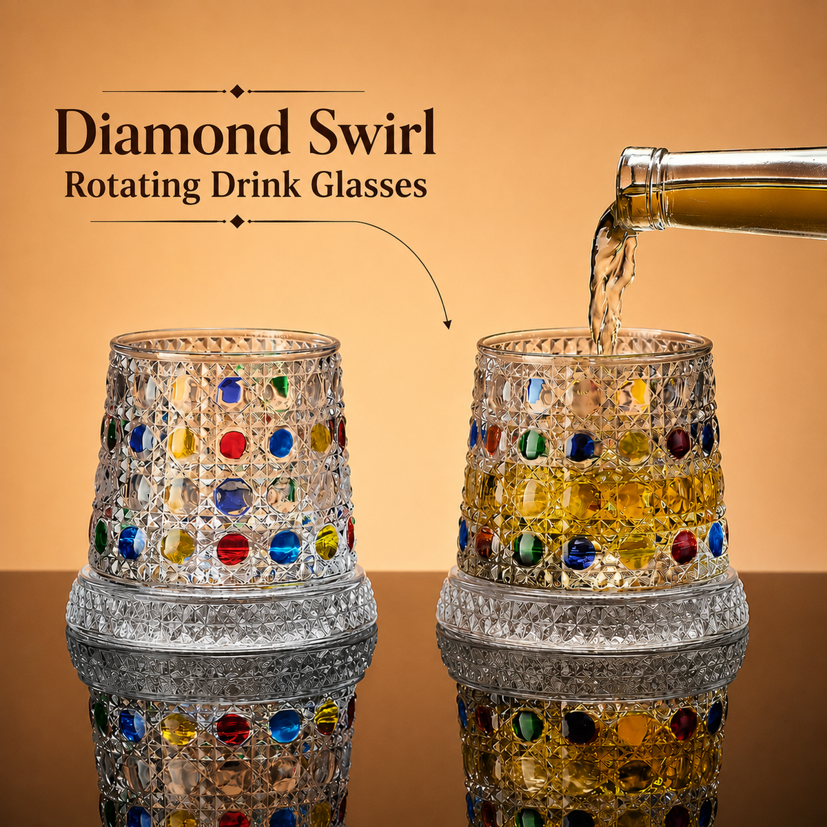 Diamond Swirl Rotating Drink Glasses