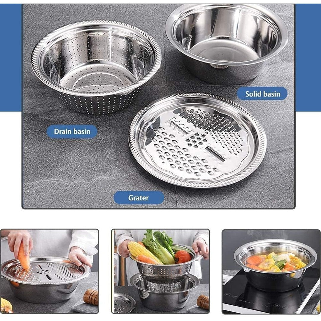Stainless Steel Kitchen Drain Basket Set 3 in 1