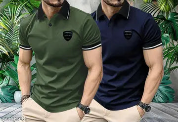 Matty Stylish Polo Neck Men's Polo T-Shirts - Pack of 2 (Assorted Colors)